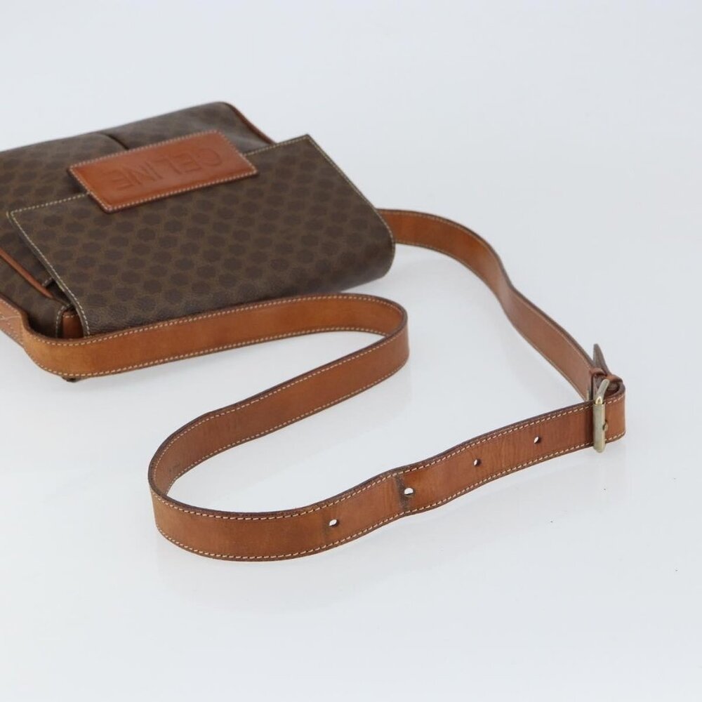 Authentic CELINE Macadam Canvas Shoulder Bag PVC Leather Brown Gold - Picture 14 of 16